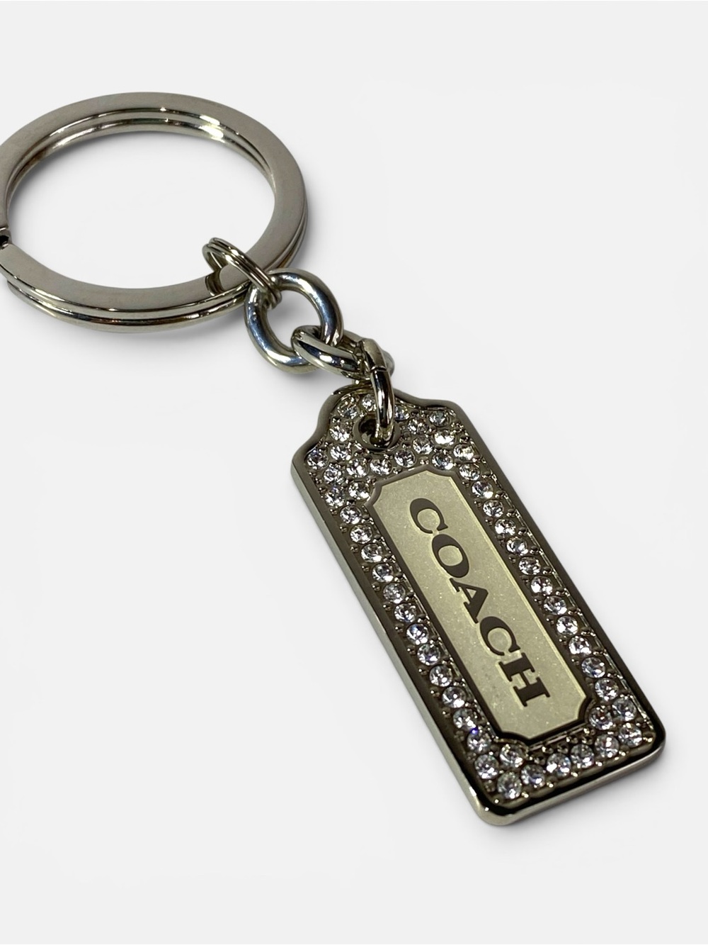 COACH Crystal Silver HangTag Bag Charm Keychain